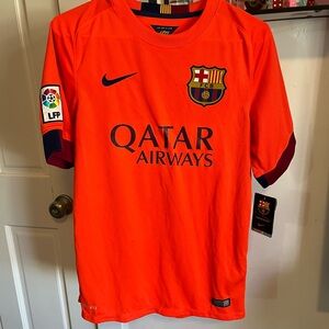 Nike Kids Orange FC Barcelona Soccer Jersey with Qatar Airways Logo